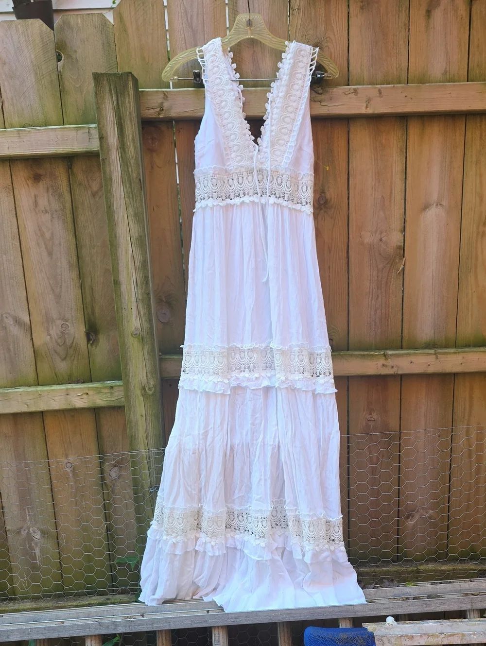 Rue21 White Lace-Trim Maxi Dress